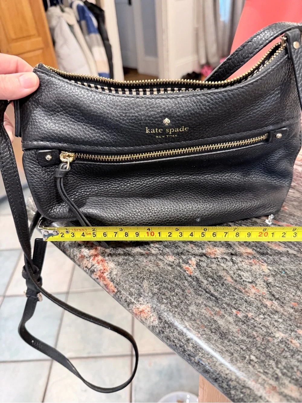 kate spade Black Pebbled Leather Crossbody with Gold Hardware